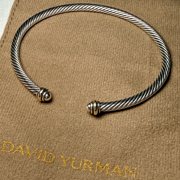 David Yurman Classic Cable Bracelet in Sterling Silver with 18K Yellow Gold, 4mm - Picture 3 of 4